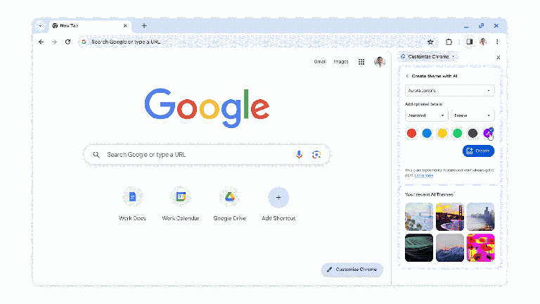 Personalizar aparência do Chrome com IA