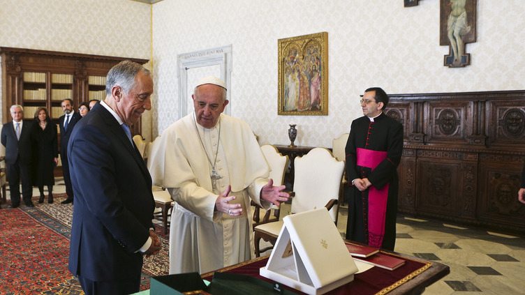 PR Marcelo Rebelo de Sousa com papa Francisco