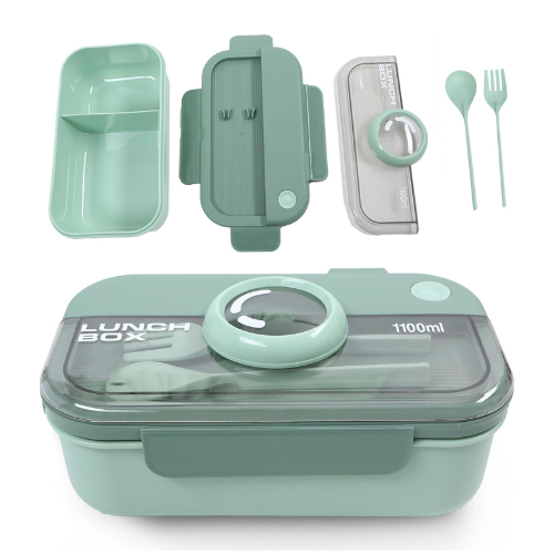 Auchan, Lancheira com Divisória e Talheres (1,1L)