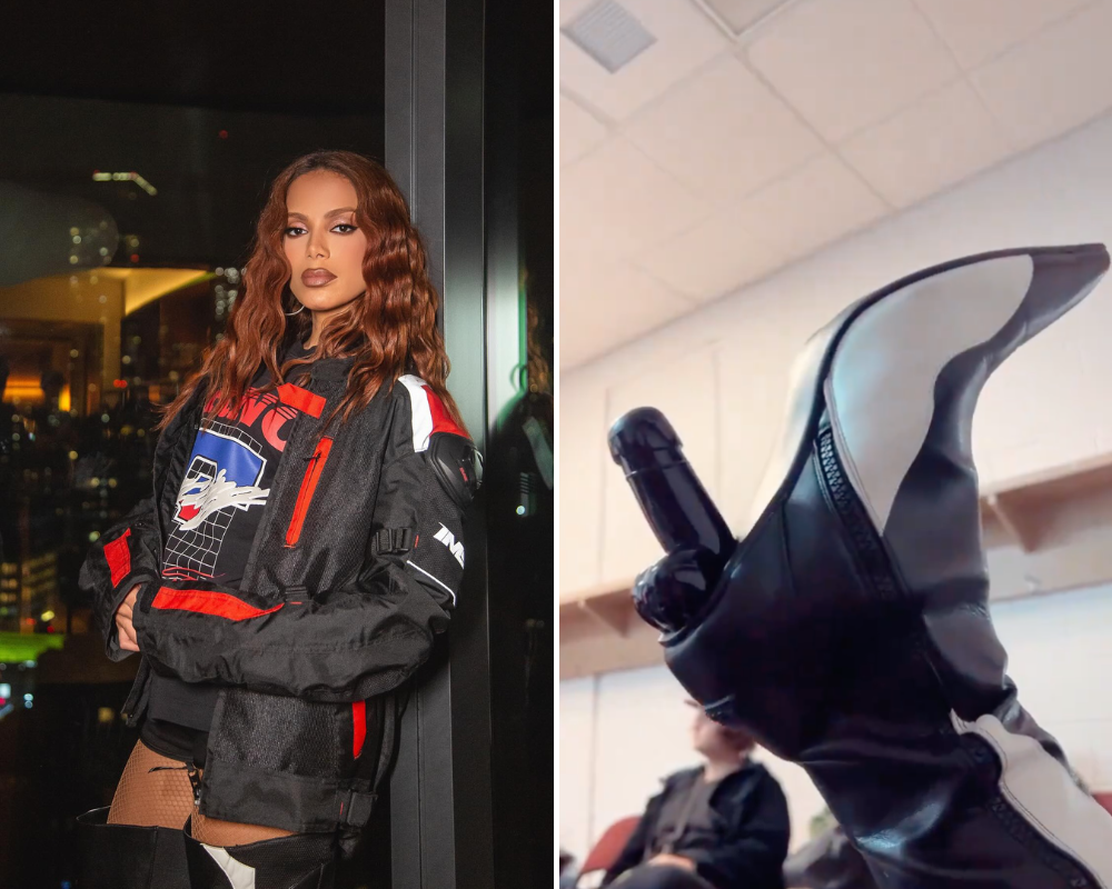 Anitta usa botas com salto em forma de pénis. Saiba quanto custa o artigo