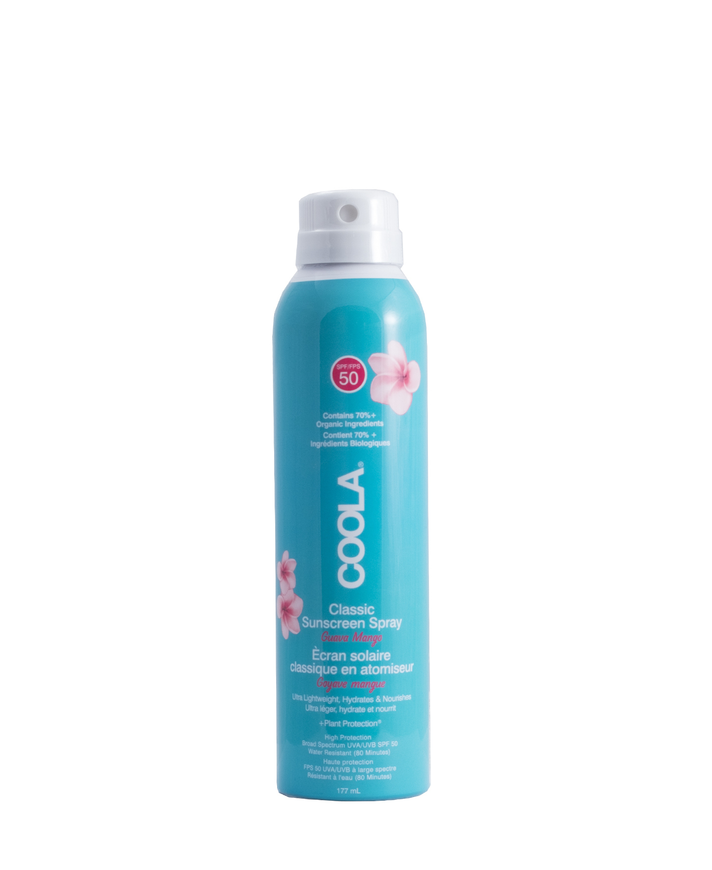 Coola Body Organic Sunscreen Spray SPF 50 com aroma a Guava Mango