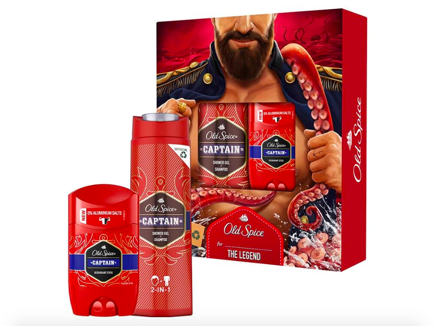 Old Spice, Conjunto Captain Com Desodorizante Stick E Gel Duche