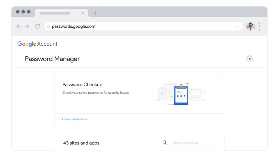 Gestor de passwords da Google