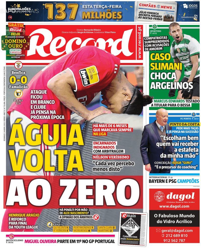 Terça-feira, 11 de abril de 2023 - Capas - Jornal Record