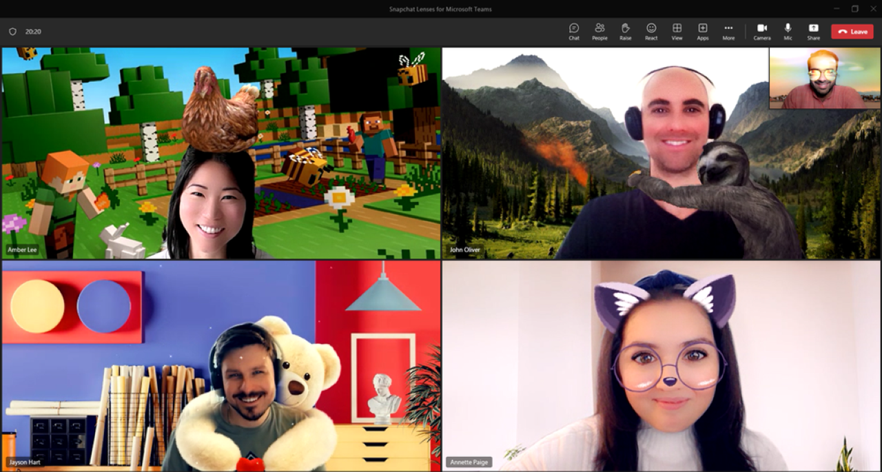 Microsoft junta lentes de realidade aumentada do Snapchat ao Teams