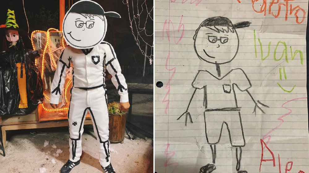 Professor primário mascara-se de desenho feito por aluna que morreu