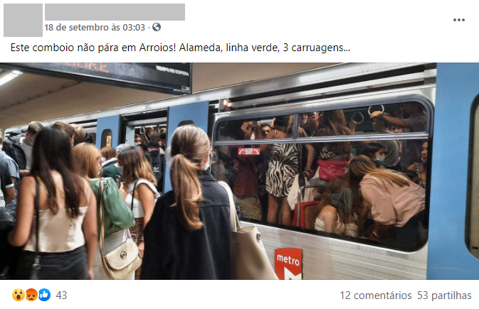 Lisboa Fotografia De Carruagem Do Metro Sobrelotada Na Alameda é Atual E Autêntica Polígrafo 0935