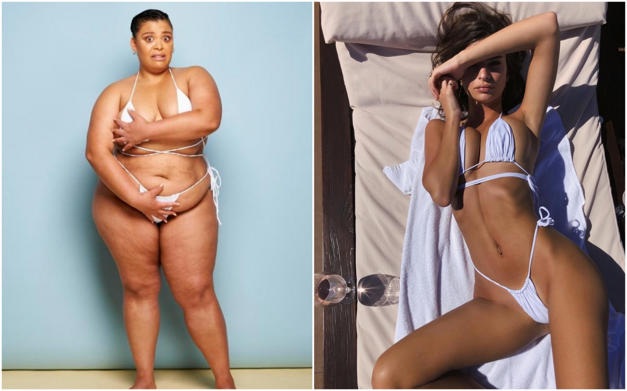 Como fica o biquíni de Emily Ratajkowski em 5 corpos totalmente diferentes