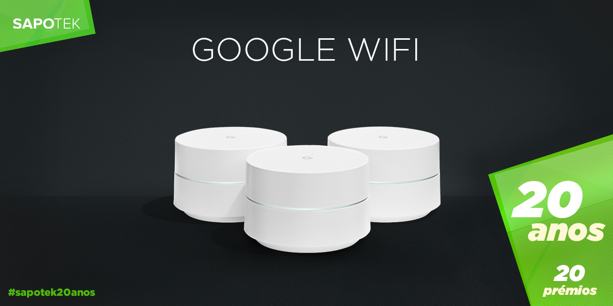 Passatempo SAPO TeK 20 anos 20 prémios: ganhe um pack Google WiFi para melhorar a rede de sua casa