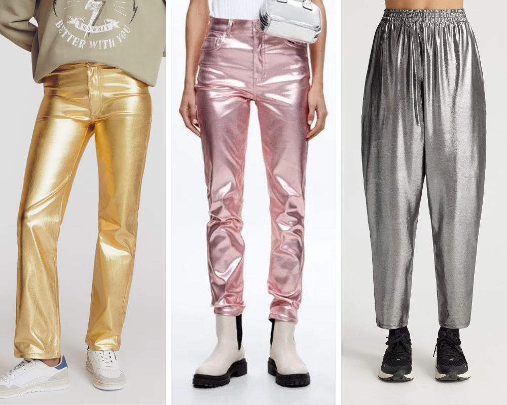 Espreite estes 8 pares calças metalizadas (a partir dos 9,99€) que transformam qualquer ocasião numa festa