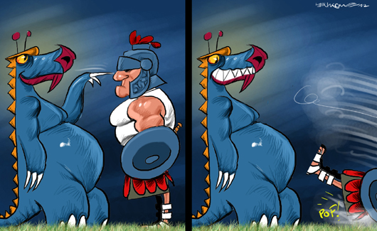 O guerreiro perdeu a coragem