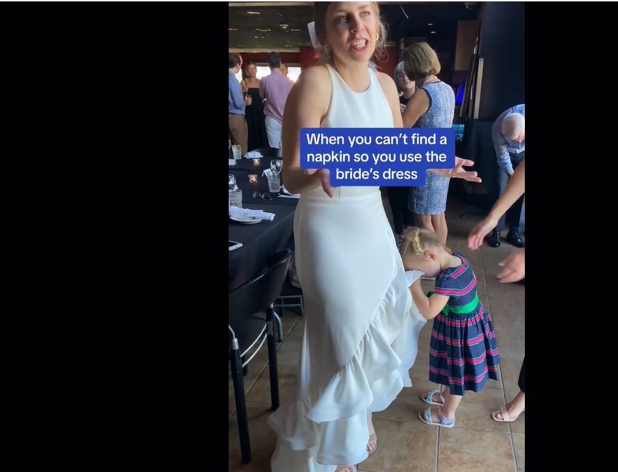 Criança limpa a cara ao vestido de noiva e divide a Internet. Casamentos com ou sem crianças?