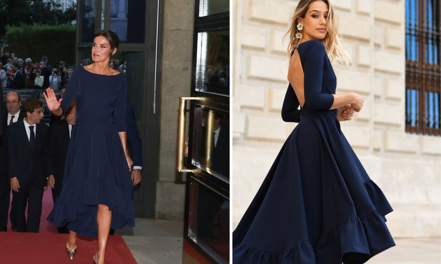 Letizia brilhou com este vestido sem costas. Custa 195€ mas há uma loja portuguesa que vende mais barato