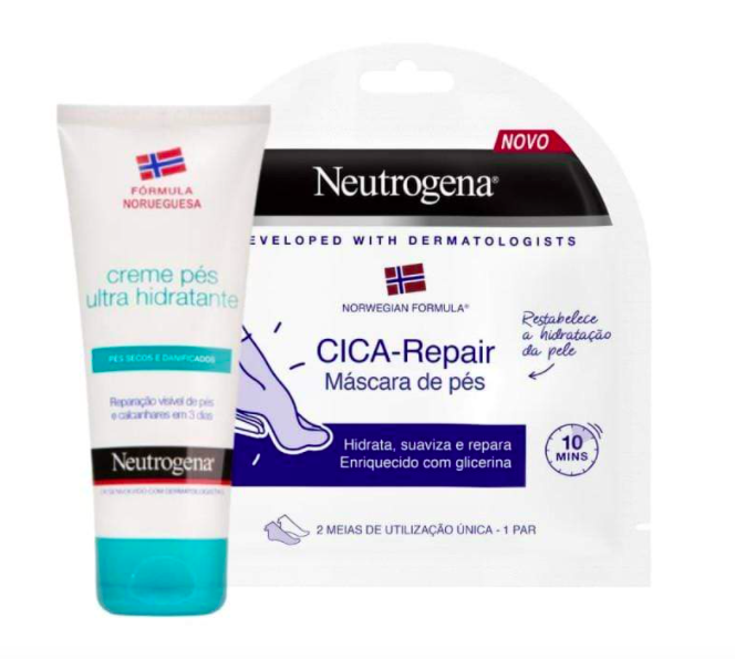 Neutrogena, Kit Sos Reparação Pés Creme Ultra-Hidratante 100 ml + Cica-Repair Máscara 2 X 10 g