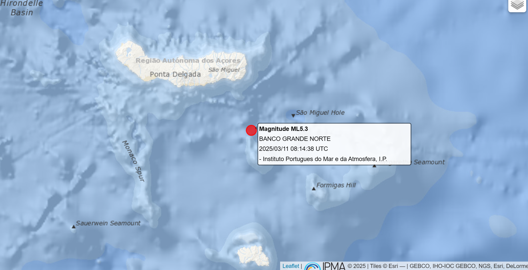 IPMA alerta para dois sismos com epicentro a 25 Km da ilha de São Miguel