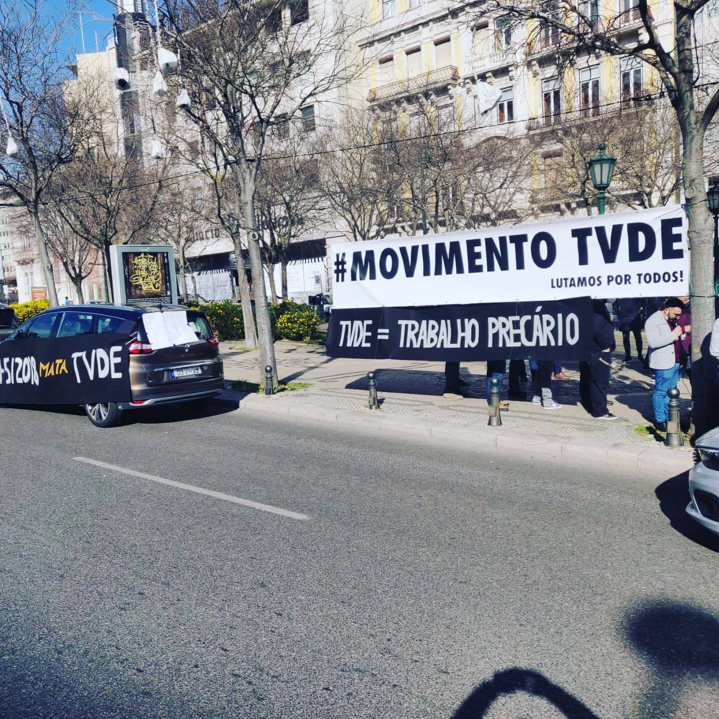 Trabalhadores TVDE em protesto. “Temos motoristas a passar fome”