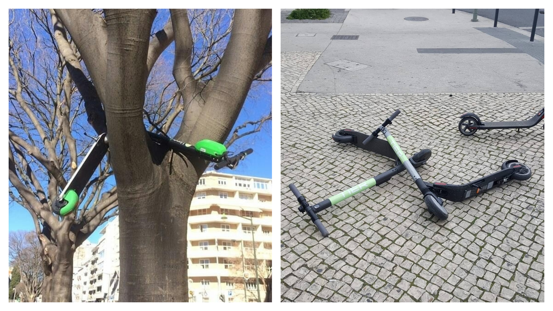 Esta conta de Instagram mostra trotinetes mal estacionadas em Lisboa