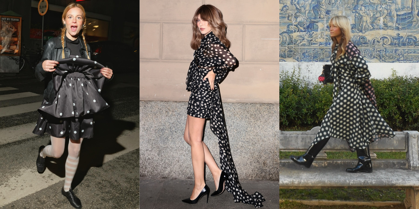 Estas 3 fashionistas são fãs de polka dots. Veja os looks e 13 peças para se render ao padrão