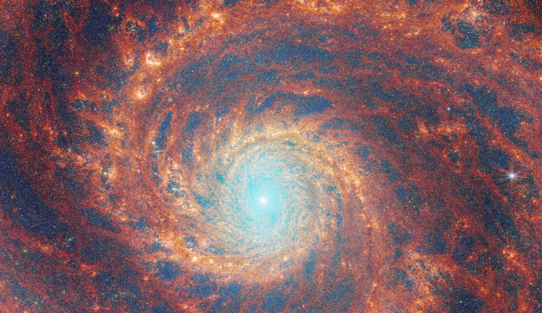Nova imagem de galáxia espiral impressiona nos detalhes captados pelo telescópio James Webb