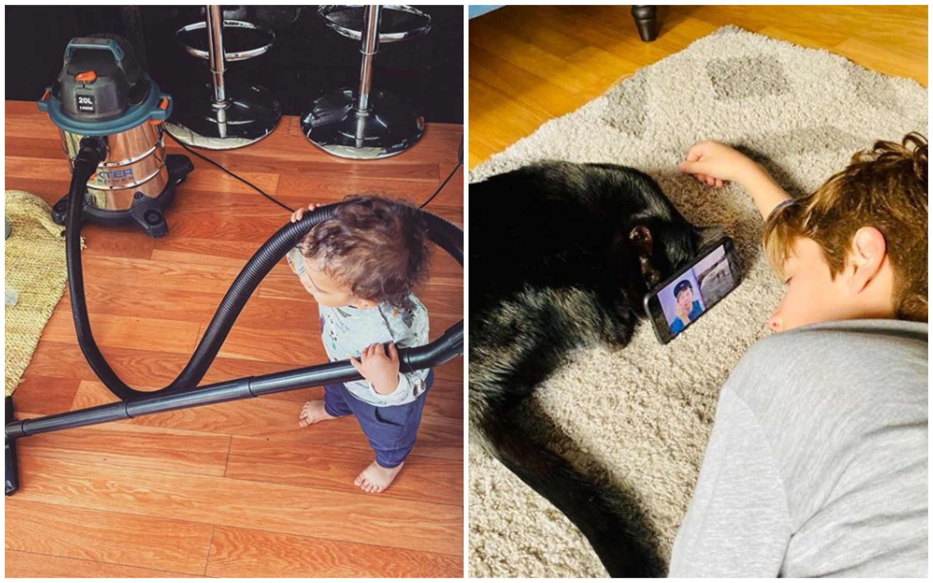 Quarentena. 20 fotos que mostram como os miúdos tiram a paciência aos pais, mas também gargalhadas