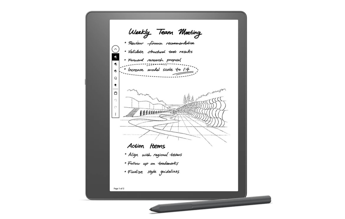 lança Kindle com caneta para anotações e desenhos no