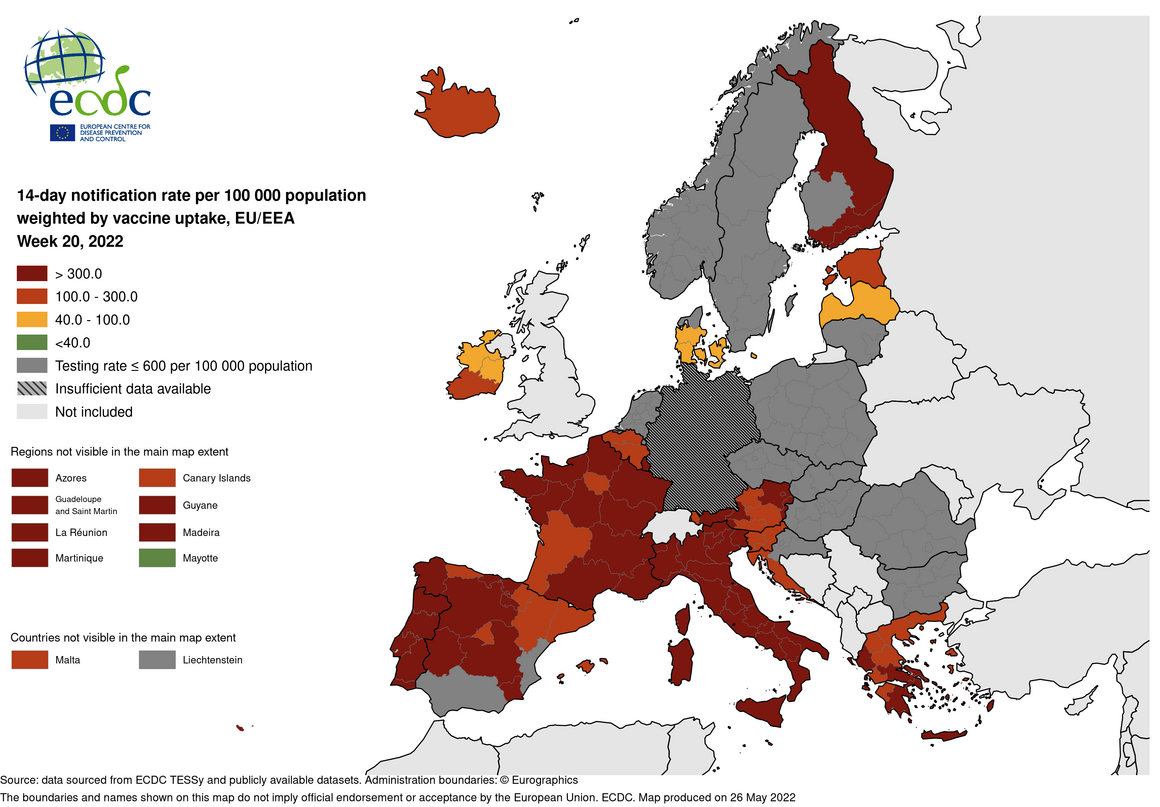Mapa europeu mostra avanço das infeções de COVID-19. Portugal passou a  vermelho - Ciência - SAPO Tek