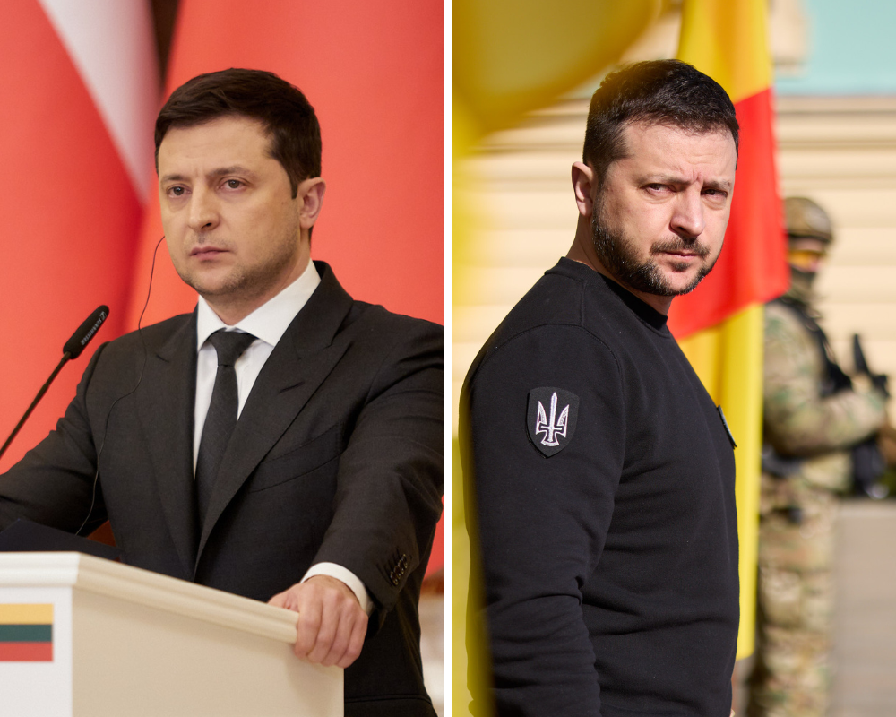 Um ano separa estas duas imagens. O que disse Zelenskyy a 23 de fevereiro de 2022?