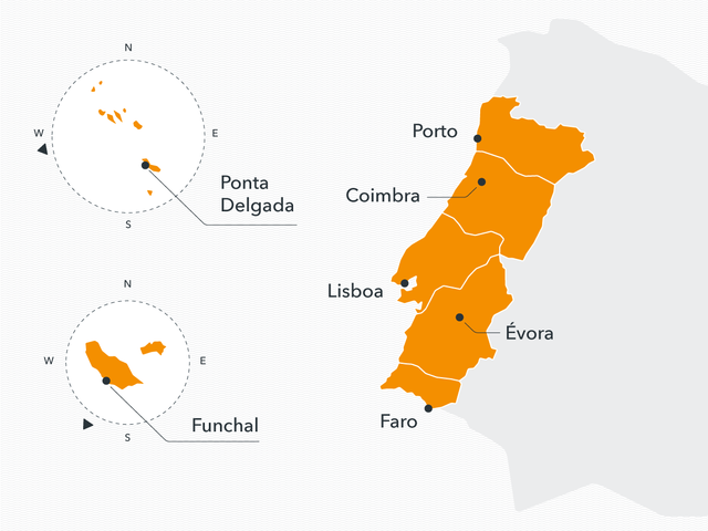 Mapa de Portugal - Mapa detalhado de Portugal (Sul da Europa - Europa)