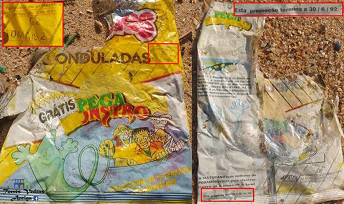 Pacote de batatas fritas dos anos 90 dá à costa em Santa Cruz