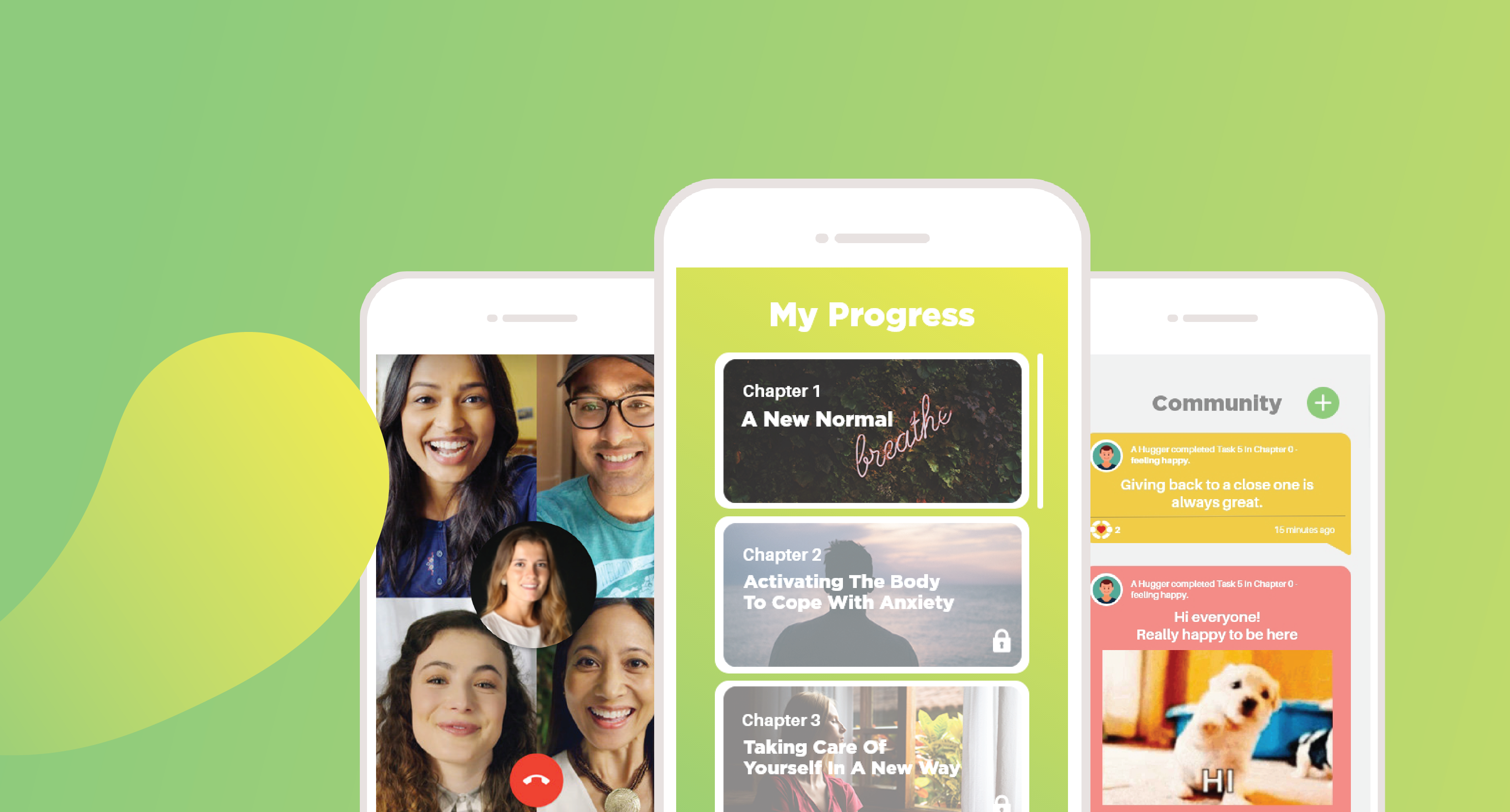 Hug-a-Group. Há uma app de apoio psicológico com terapias de grupo online