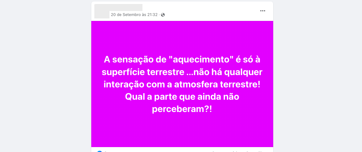 Aquecimento só é sentido à superfície terrestre e não há qualquer